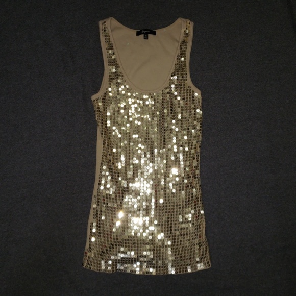 Express Tops - Express gold sequin tank top